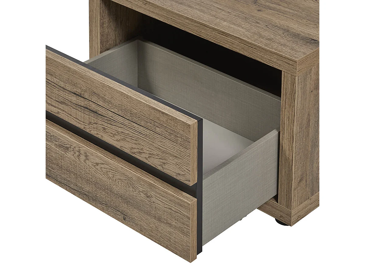 IRISA - Chevet 1 Tiroir Trompe-l'Oeil Aspect Bois