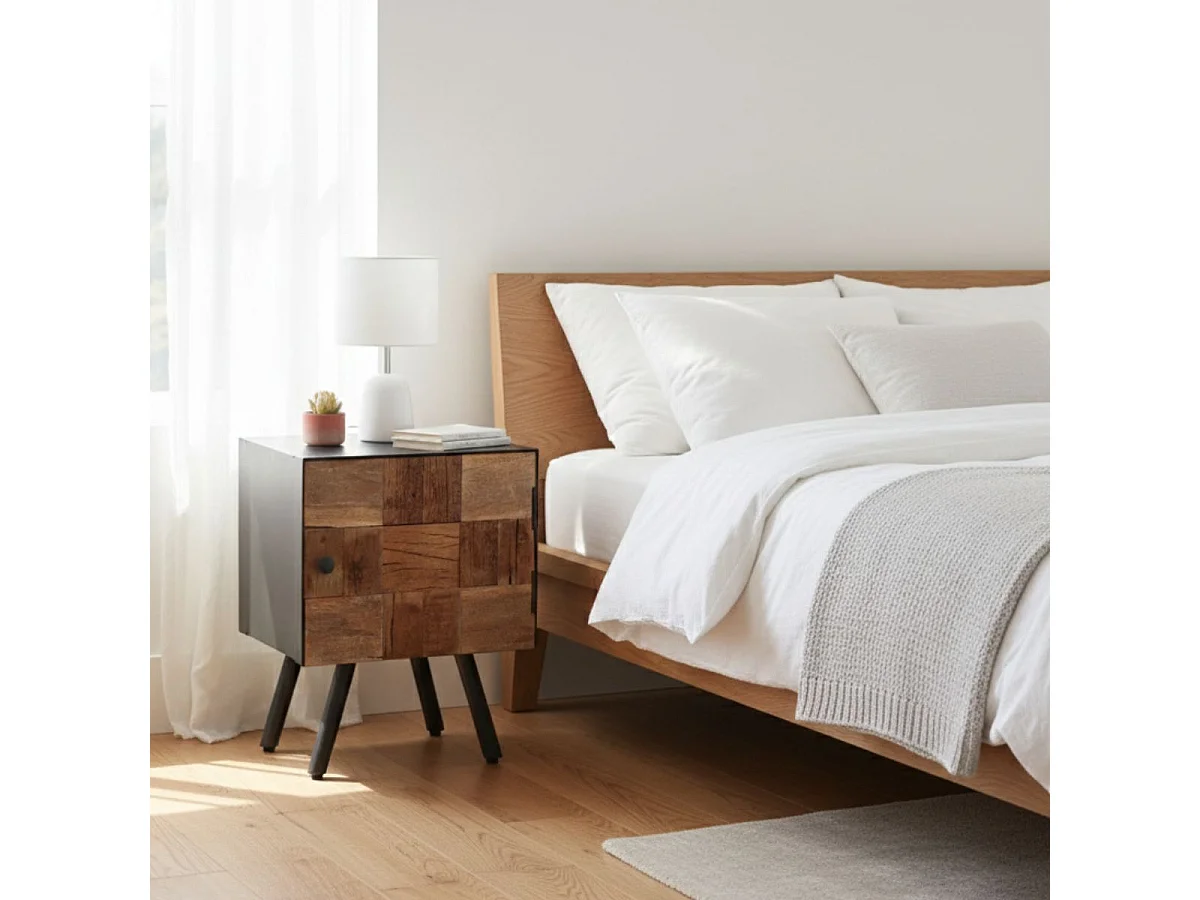 FULBERT - Chevet 1 Porte Acier et Bois Massif