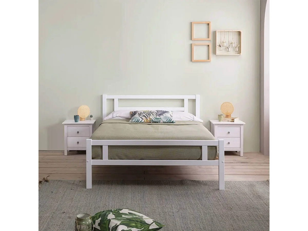 FRED - Chevet 2 Tiroirs Bois Massif Coloris Blanc