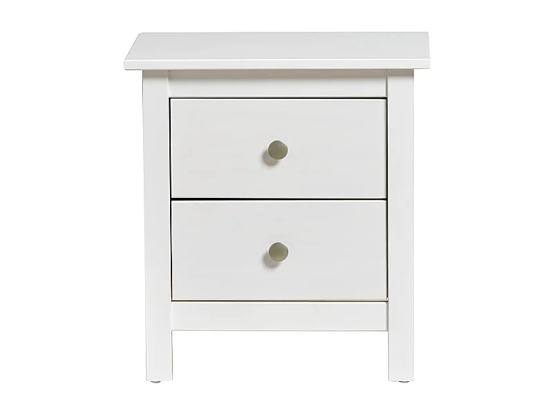 FRED - Chevet 2 Tiroirs Bois Massif Coloris Blanc