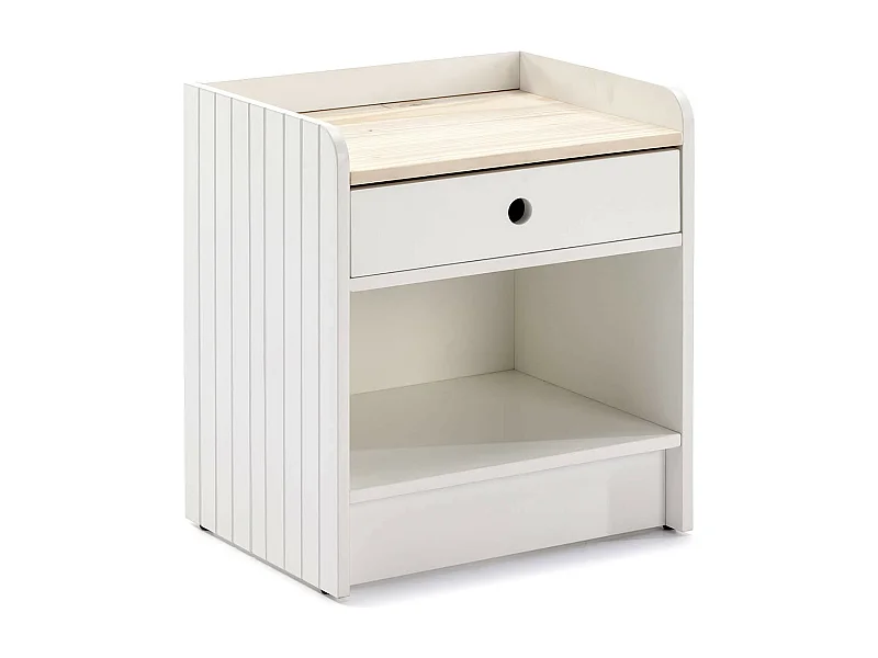 CARLA - Chevet 1 Tiroir 1 Niche Bois et Blanc