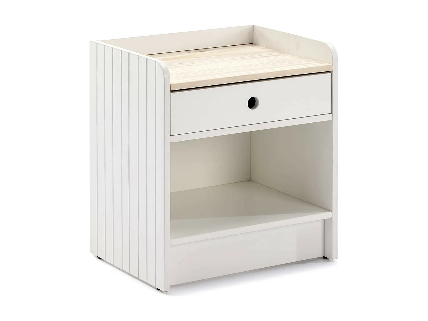 CARLA - Chevet 1 Tiroir 1 Niche Bois et Blanc