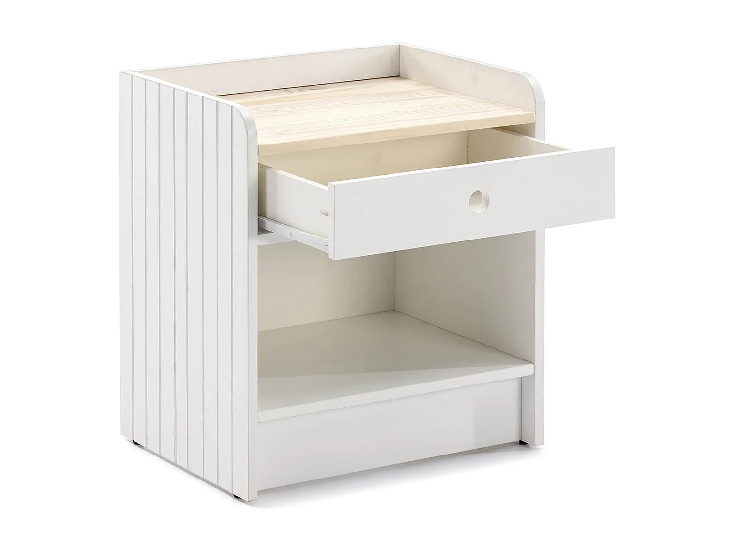 CARLA - Chevet 1 Tiroir 1 Niche Bois et Blanc