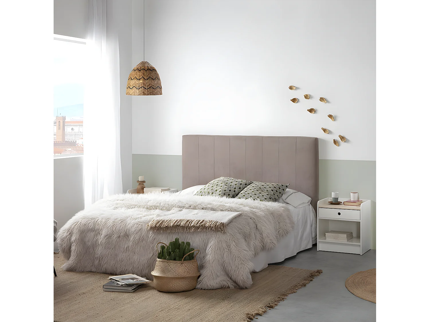 CARLA - Chevet 1 Tiroir 1 Niche Bois et Blanc