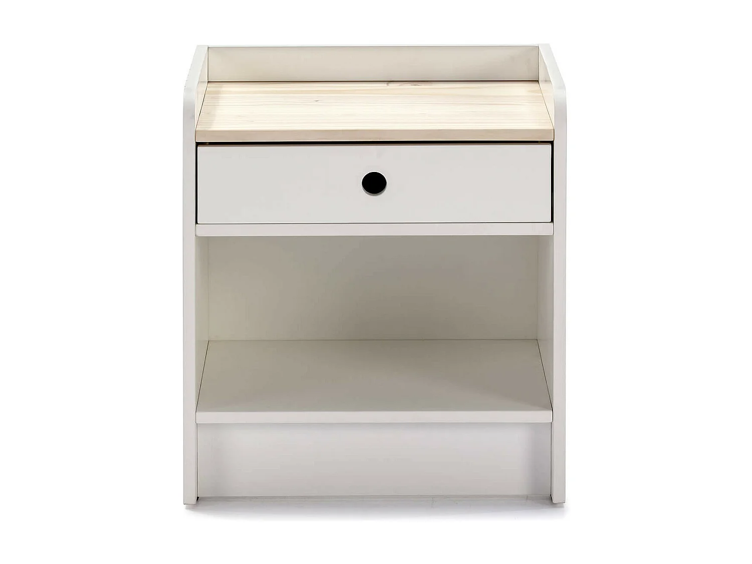 CARLA - Chevet 1 Tiroir 1 Niche Bois et Blanc