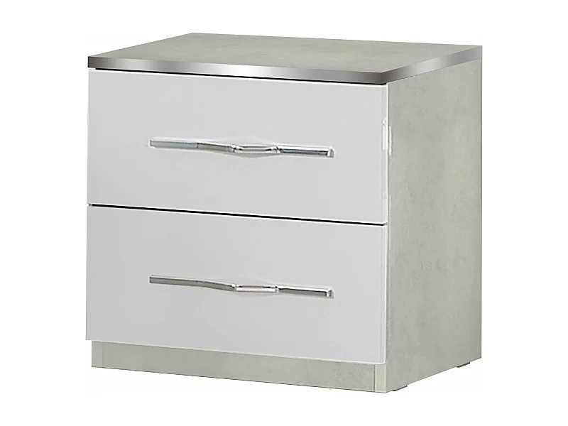 CELIAN - Chevet 2 Tiroirs Blanc et Effet Béton