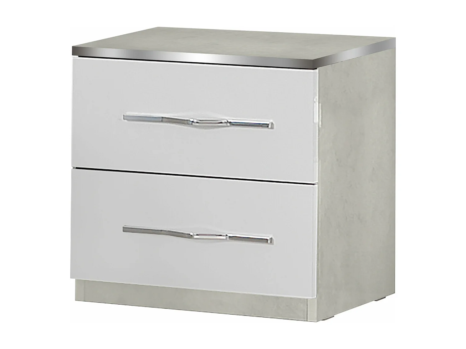 CELIAN - Chevet 2 Tiroirs Blanc et Effet Béton