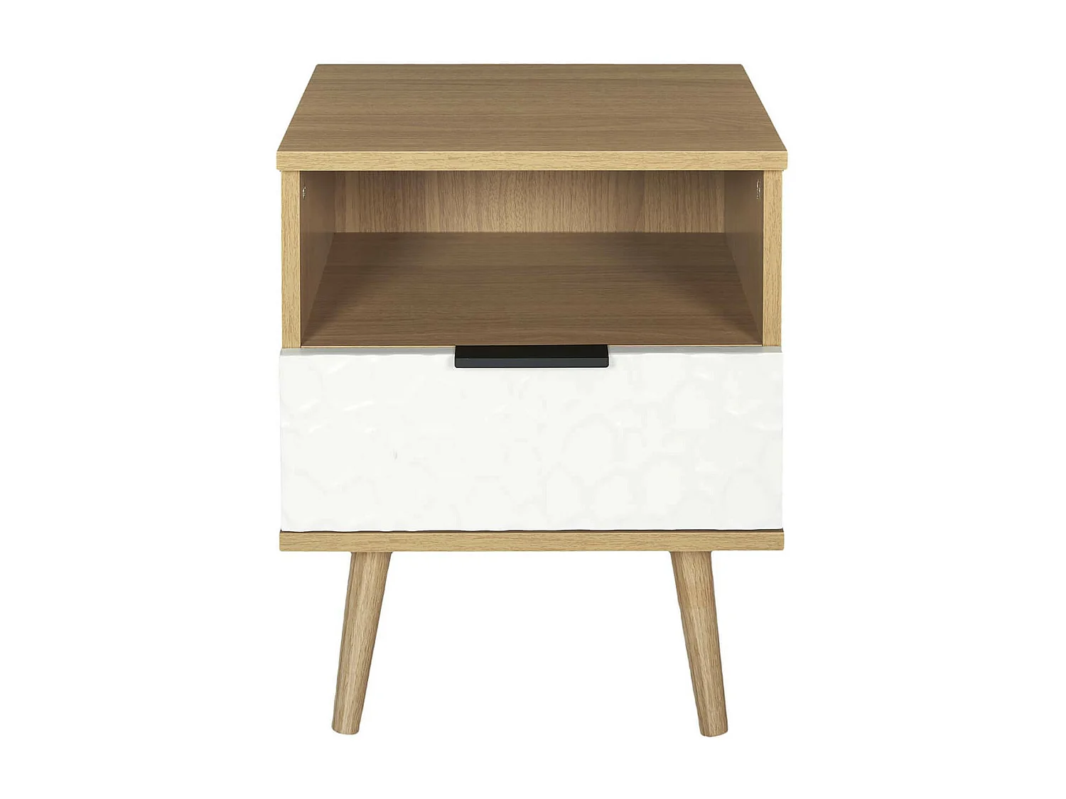 KRAK - Chevet Aspect Bois et Motif Craquelé Blanc