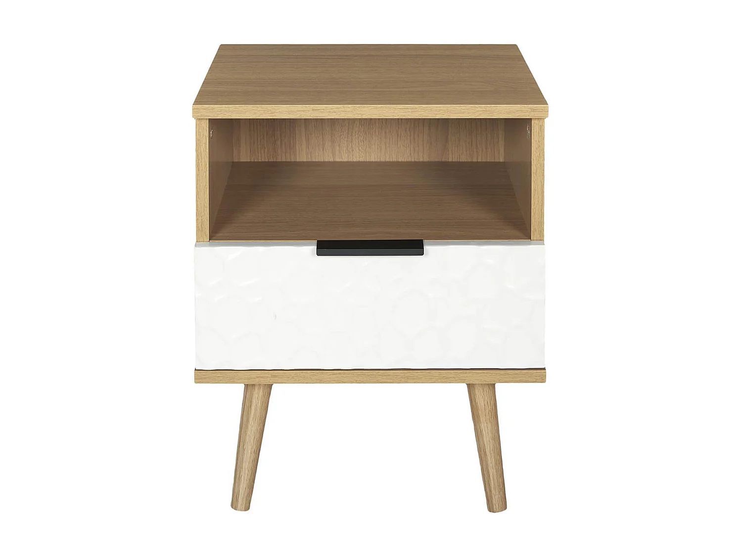 KRAK - Chevet Aspect Bois et Motif Craquelé Blanc