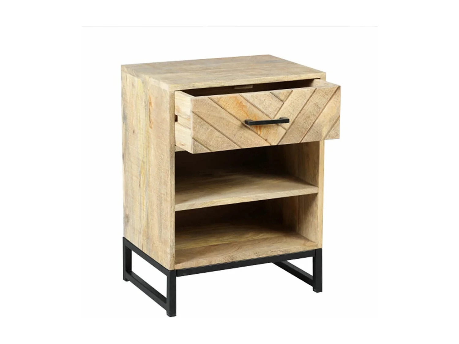 MANKO - Chevet 1 Tiroir 2 Niches en Manguier Massif