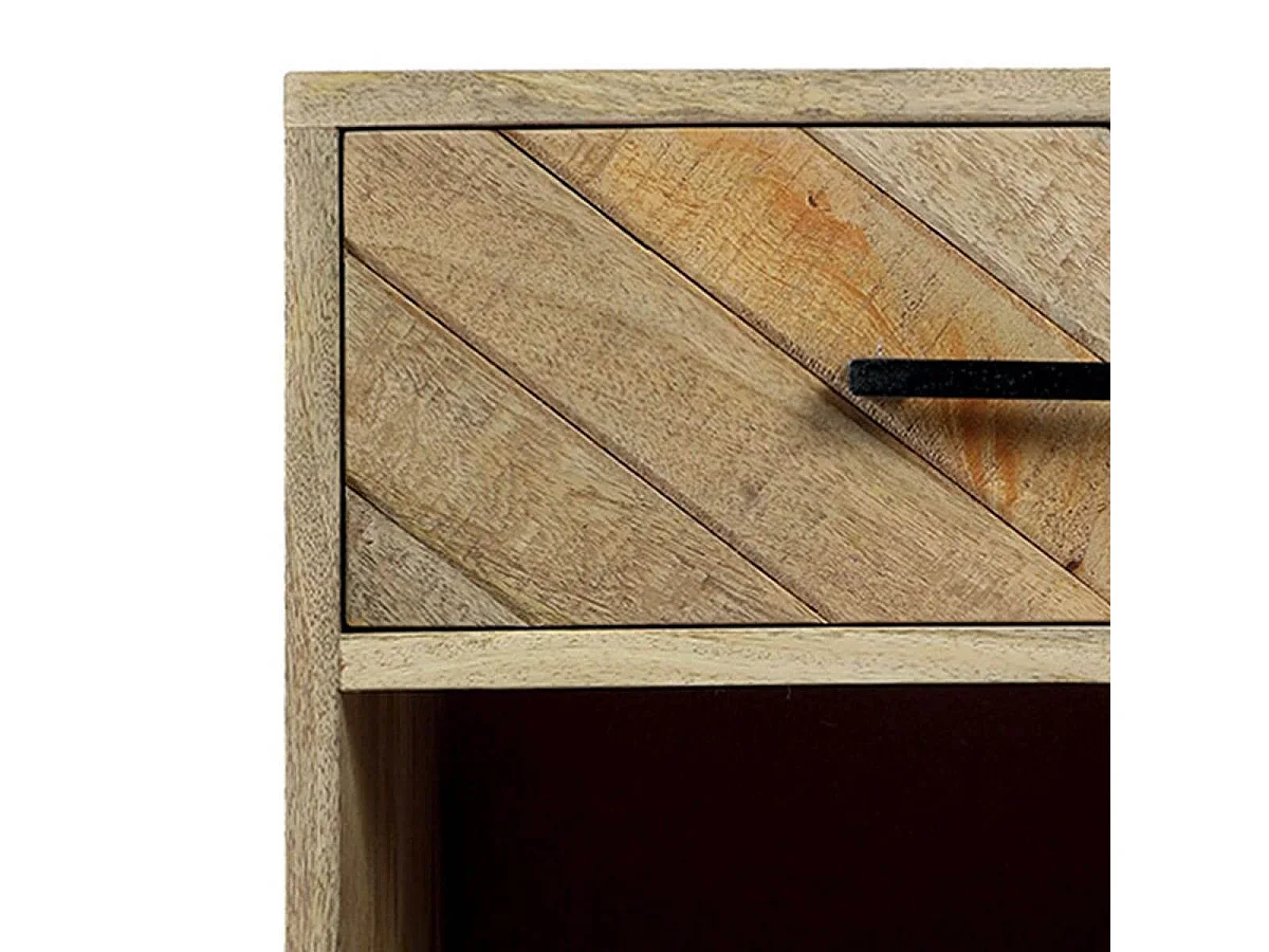 MANKO - Chevet 1 Tiroir 2 Niches en Manguier Massif