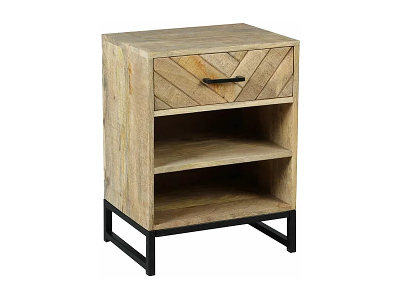 MANKO - Chevet 1 Tiroir 2 Niches en Manguier Massif