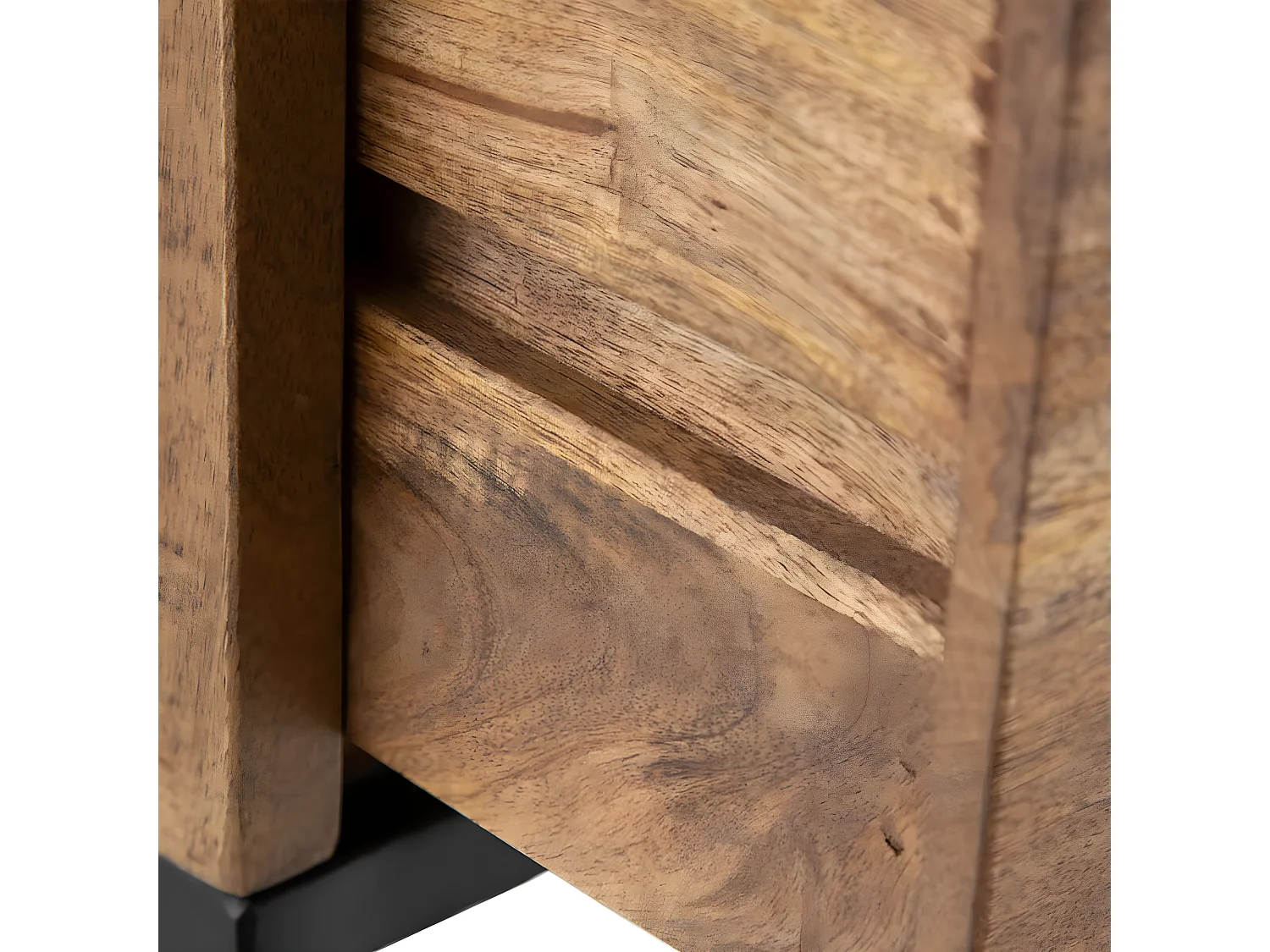 MANILLA - Chevet 1 Niche 1 Tiroir Métal et Manguier Massif