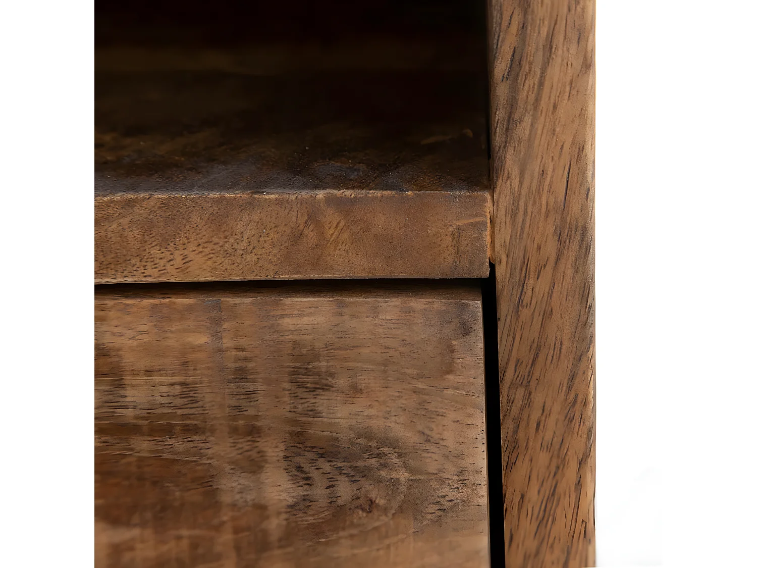 MANILLA - Chevet 1 Niche 1 Tiroir Métal et Manguier Massif