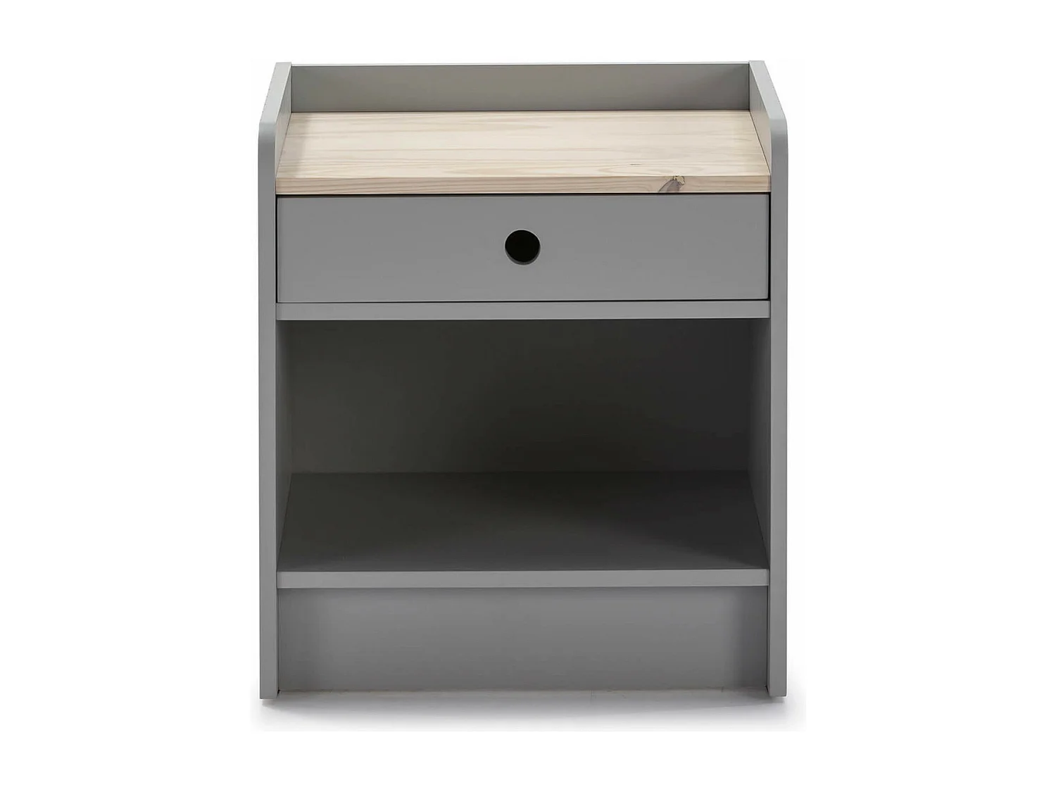 CARLA - Chevet 1 Tiroir 1 Niche Bois et Gris