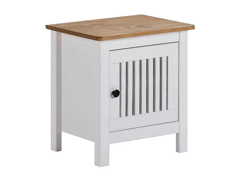 MALIA - Chevet 1 Porte Bois Ciré et Blanc