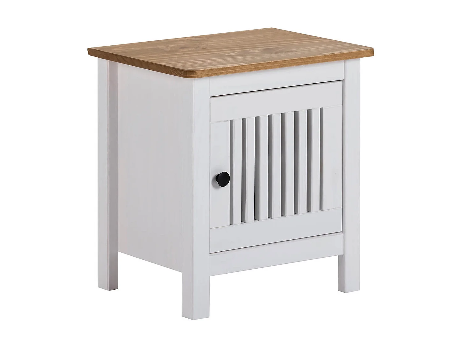 MALIA - Chevet 1 Porte Bois Ciré et Blanc