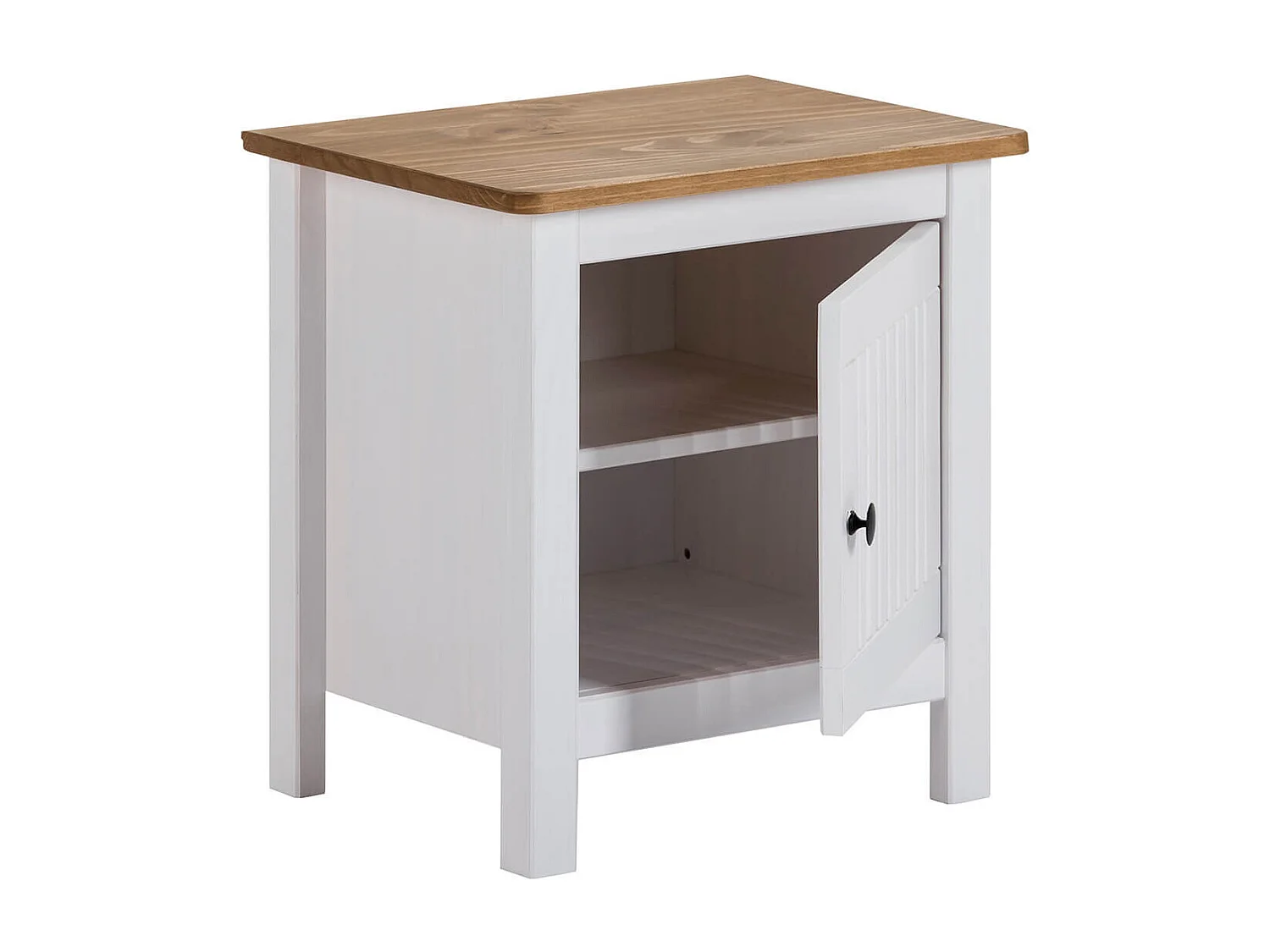 MALIA - Chevet 1 Porte Bois Ciré et Blanc