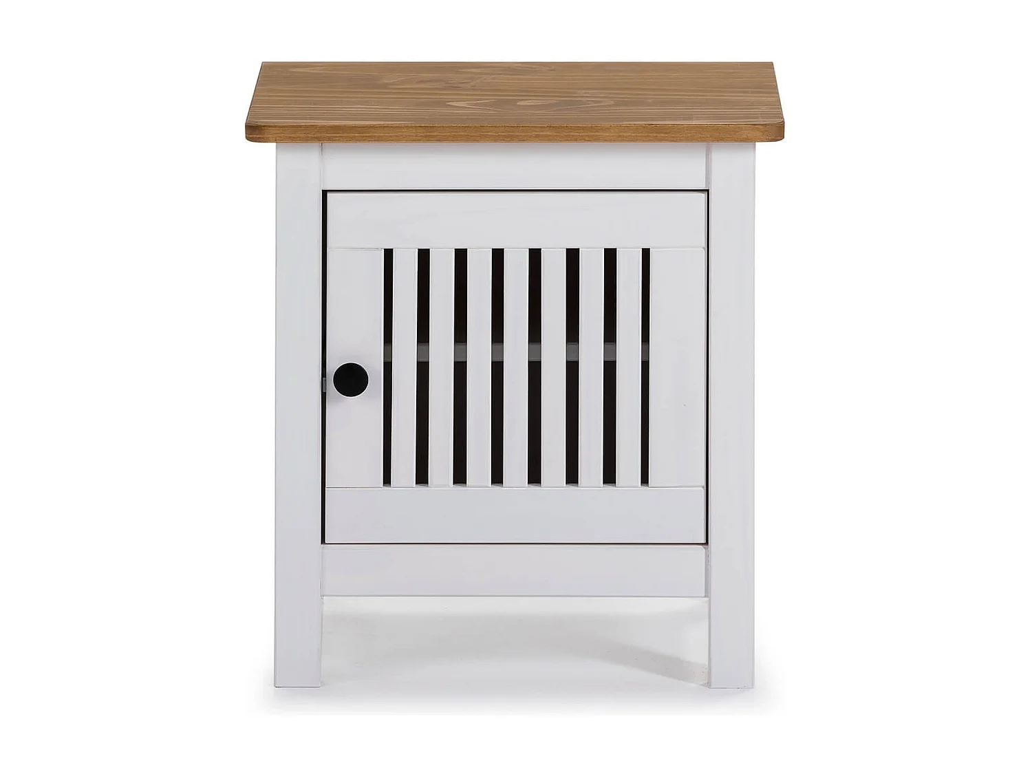 MALIA - Chevet 1 Porte Bois Ciré et Blanc