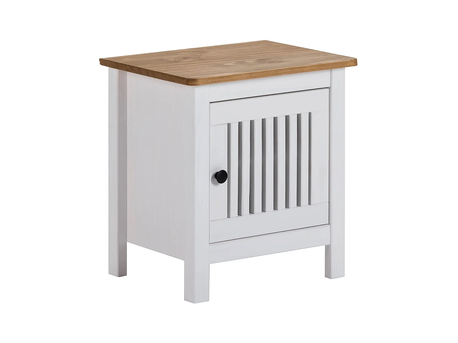MALIA - Chevet 1 Porte Bois Ciré et Blanc