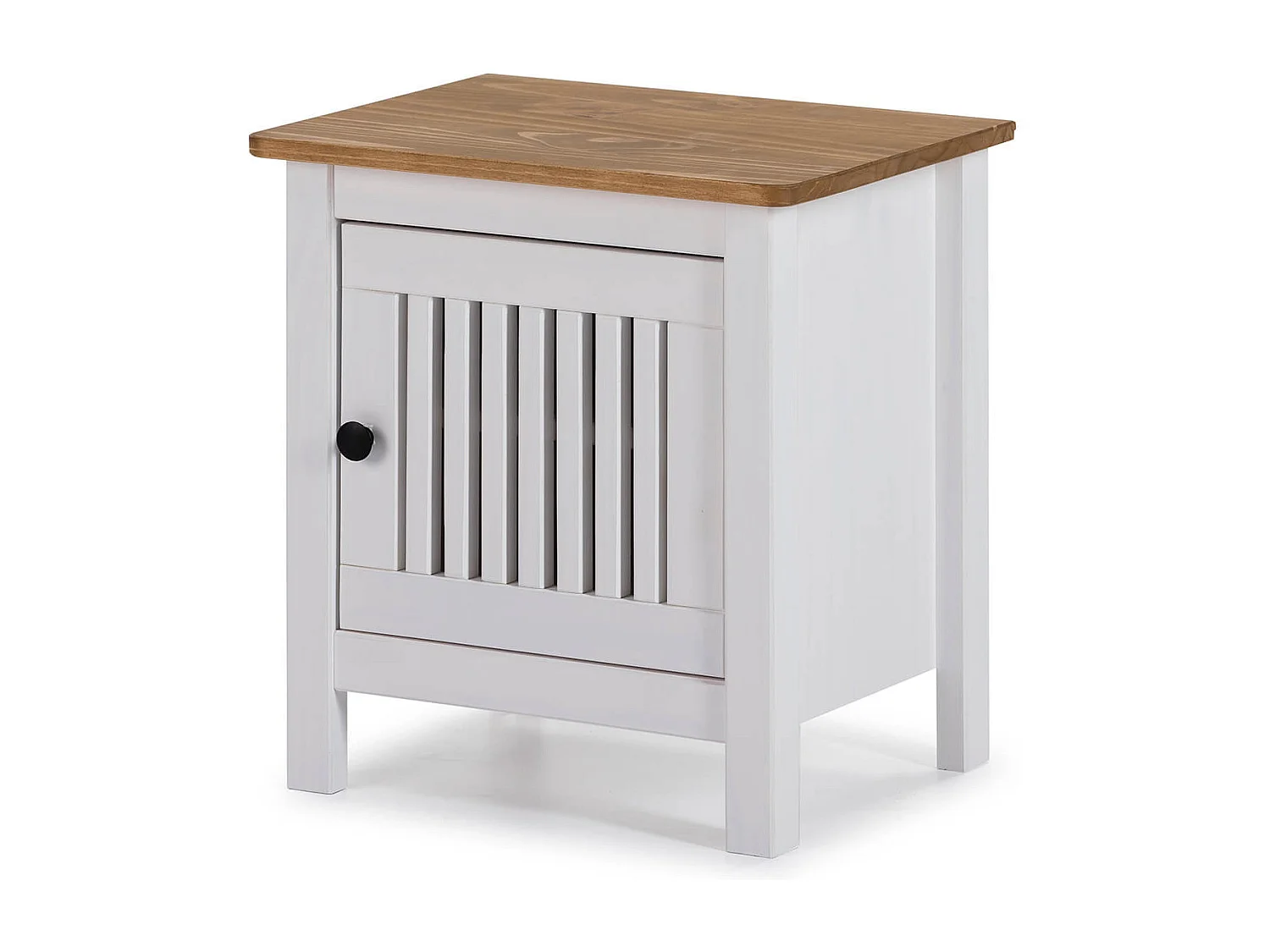 MALIA - Chevet 1 Porte Bois Ciré et Blanc