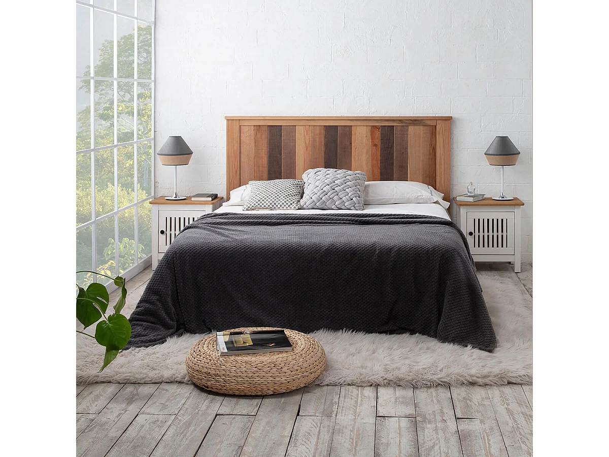 MALIA - Chevet 1 Porte Bois Ciré et Blanc