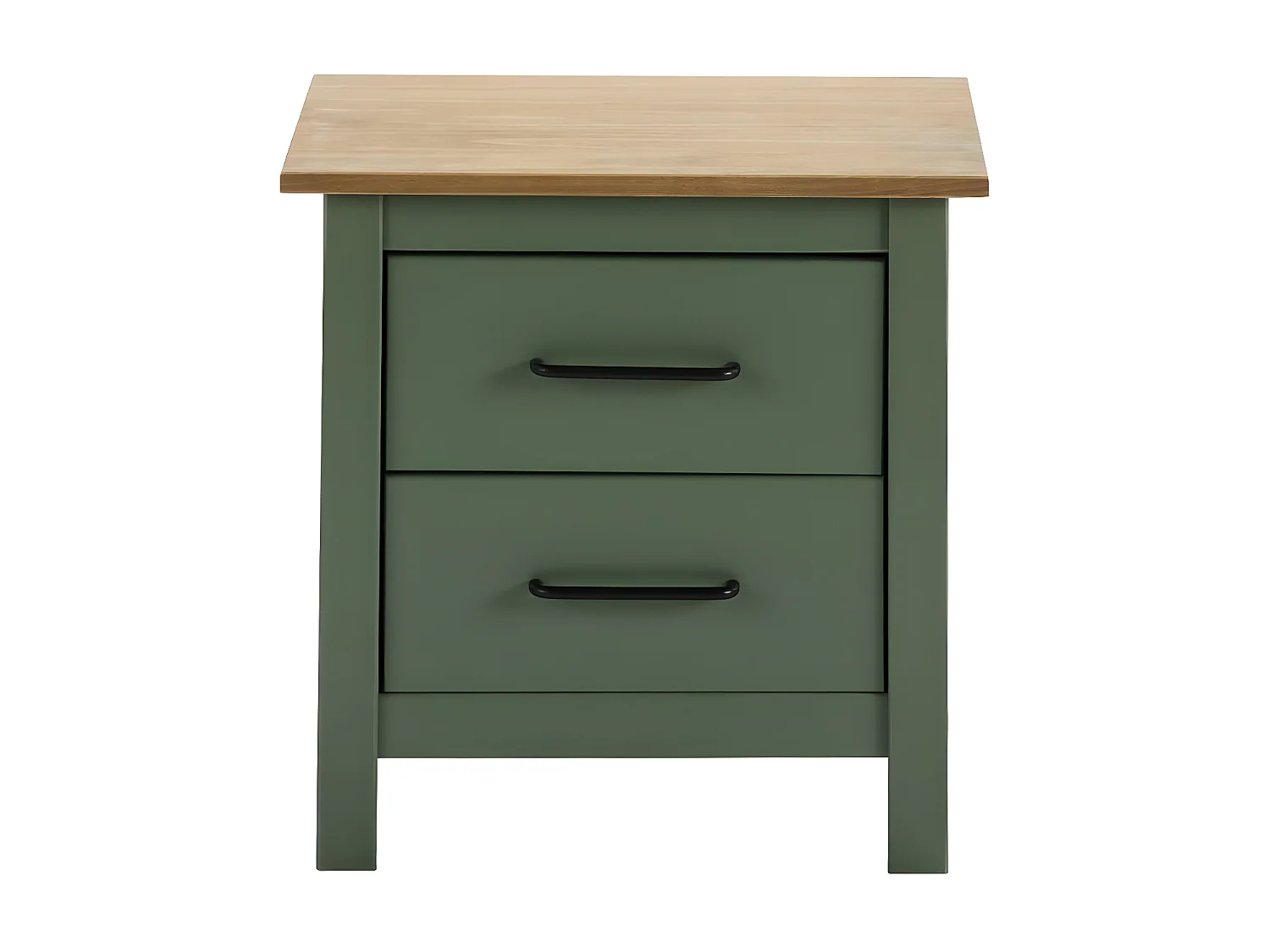 TINA - Chevet 2 Tiroirs Bois Ciré et Vert