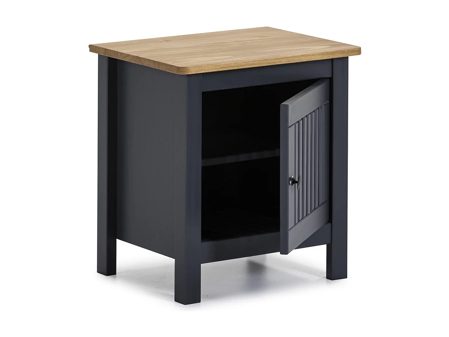 MALIA - Chevet 1 Porte Bois Ciré et Gris foncé