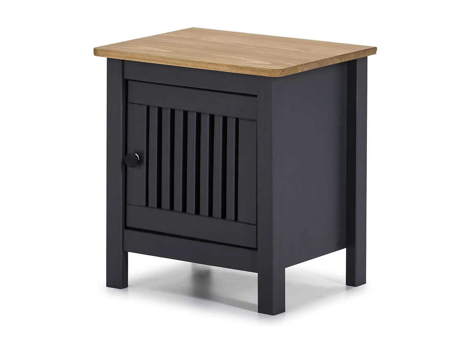 MALIA - Chevet 1 Porte Bois Ciré et Gris foncé