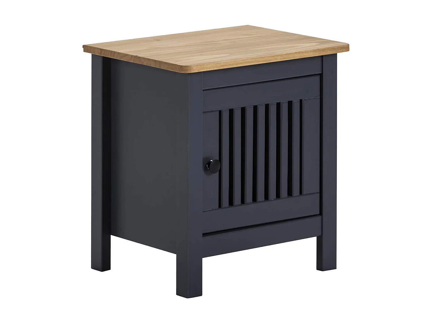 MALIA - Chevet 1 Porte Bois Ciré et Gris foncé