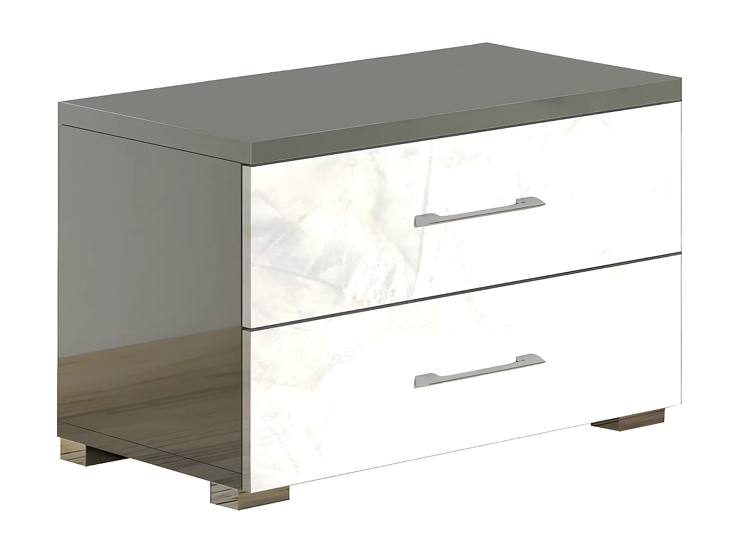 OMBELINE - Chevet 2 Tiroirs avec Poignées Chromées