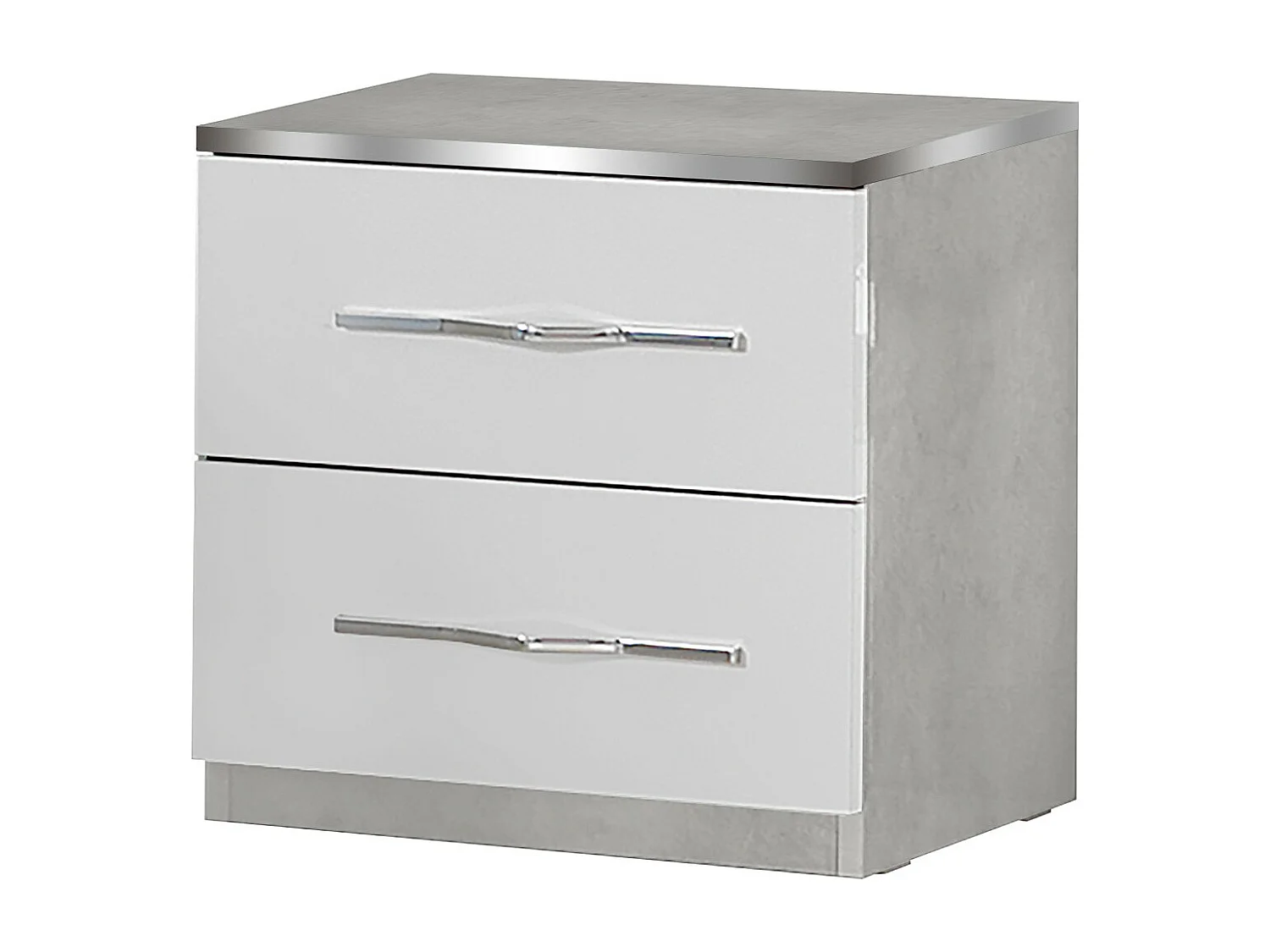 KIDOMANE - Chevet 2 Tiroirs Blanc et Effet Béton