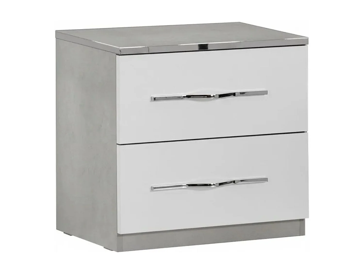 KIDOMANE - Chevet 2 Tiroirs Blanc et Effet Béton