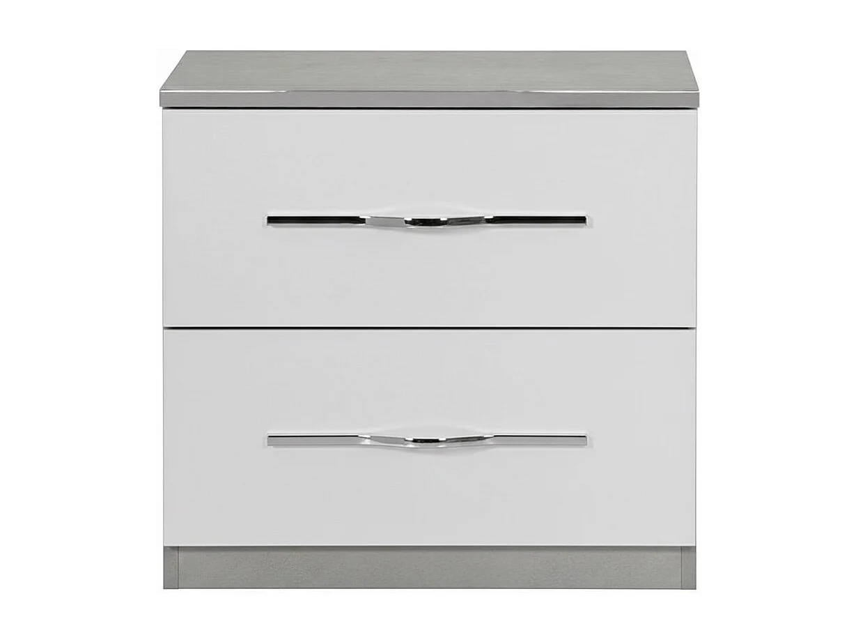 KIDOMANE - Chevet 2 Tiroirs Blanc et Effet Béton