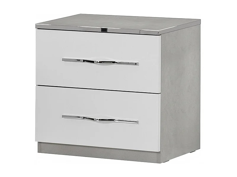 KIDOMANE - Chevet 2 Tiroirs Blanc et Effet Béton