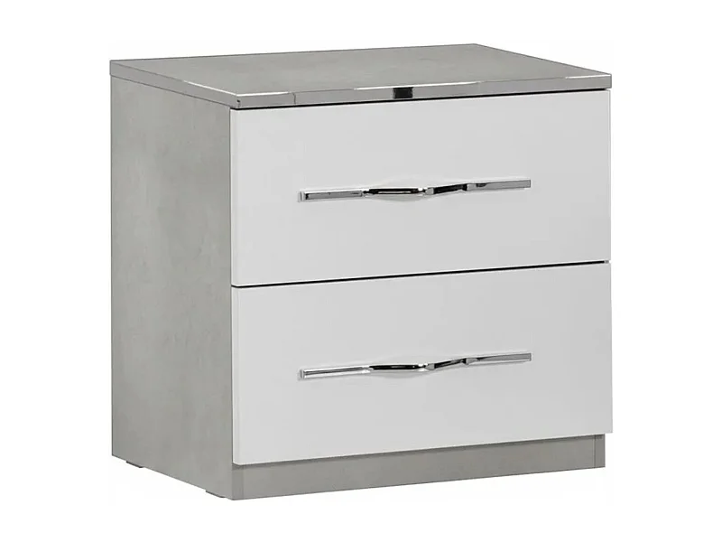 KIDOMANE - Chevet 2 Tiroirs Blanc et Effet Béton