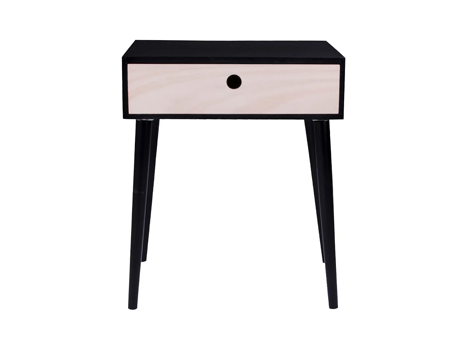 PAPAY - Chevet 1 Tiroir Paulownia Noir et Naturel