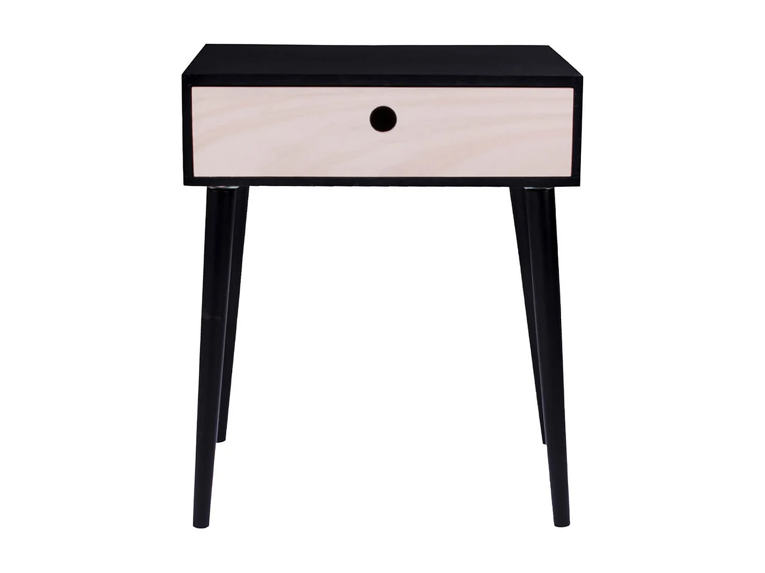 PAPAY - Chevet 1 Tiroir Paulownia Noir et Naturel