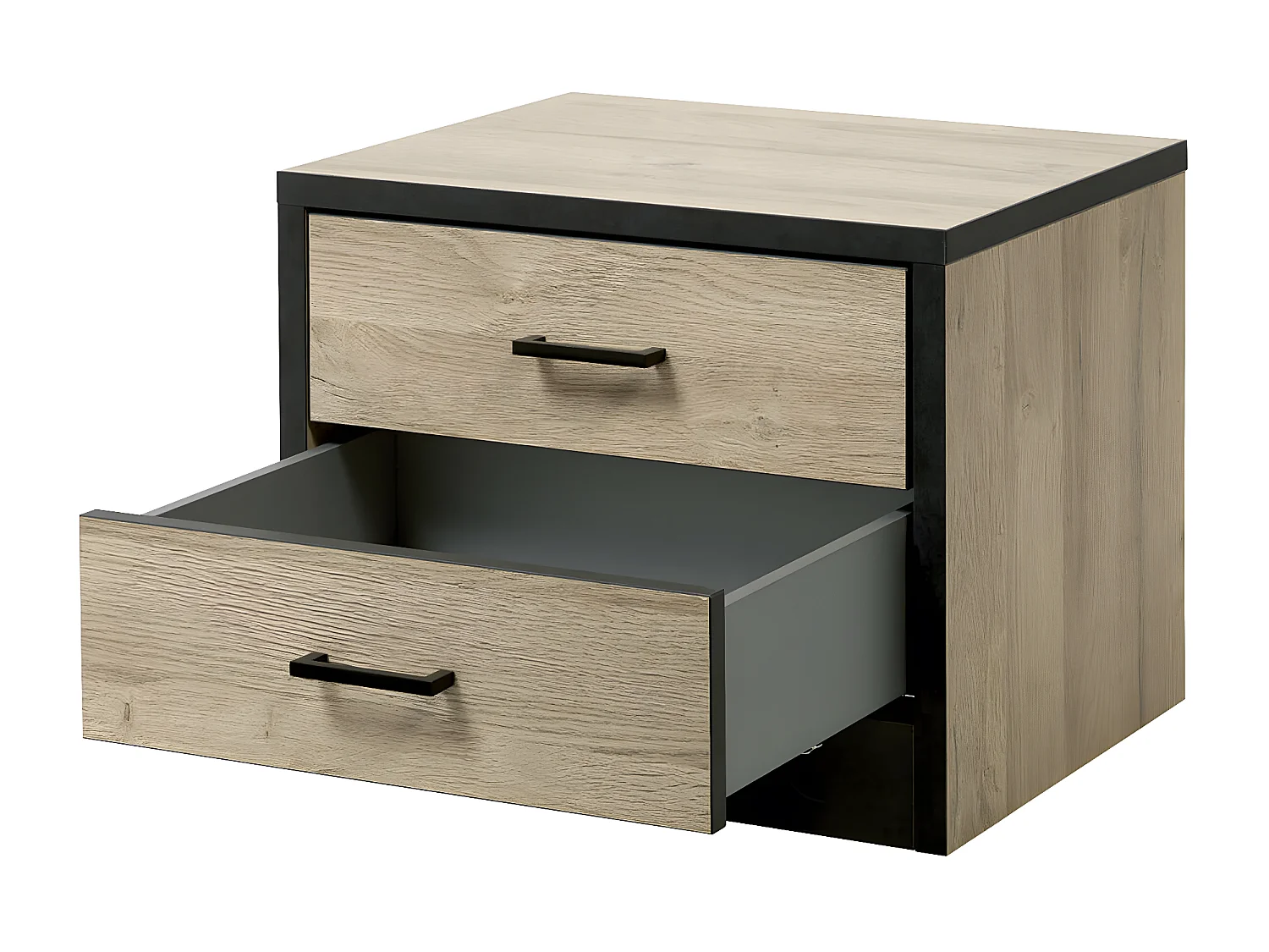 ELEOS - Chevet 2 Tiroirs Imitation Chêne