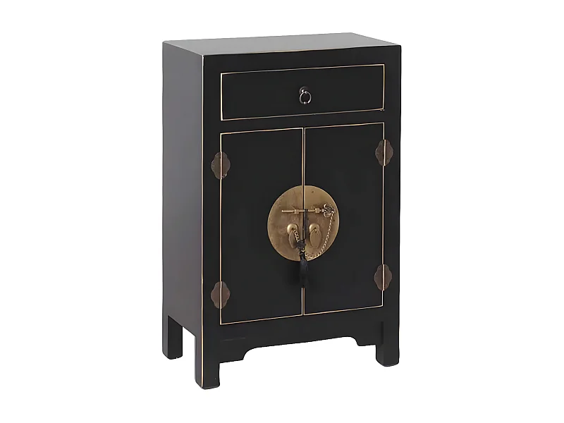 IVANA - Table d'Appoint 2 Portes 1 Tiroir Coloris Noir