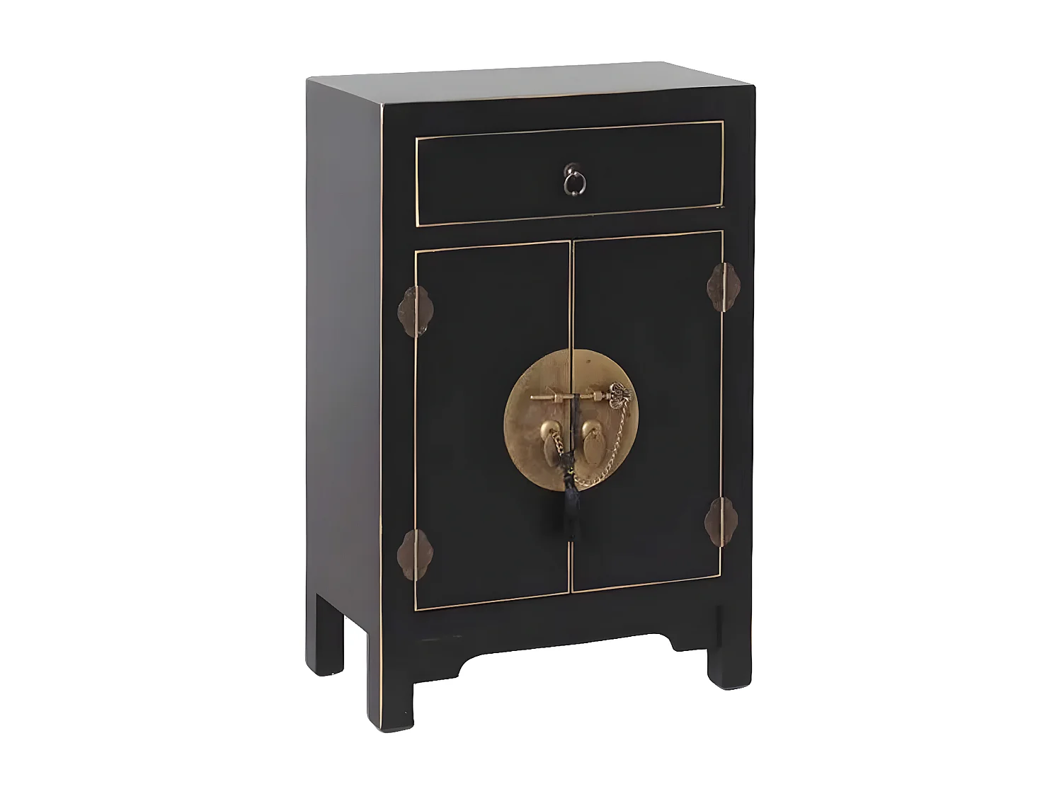 IVANA - Table d'Appoint 2 Portes 1 Tiroir Coloris Noir
