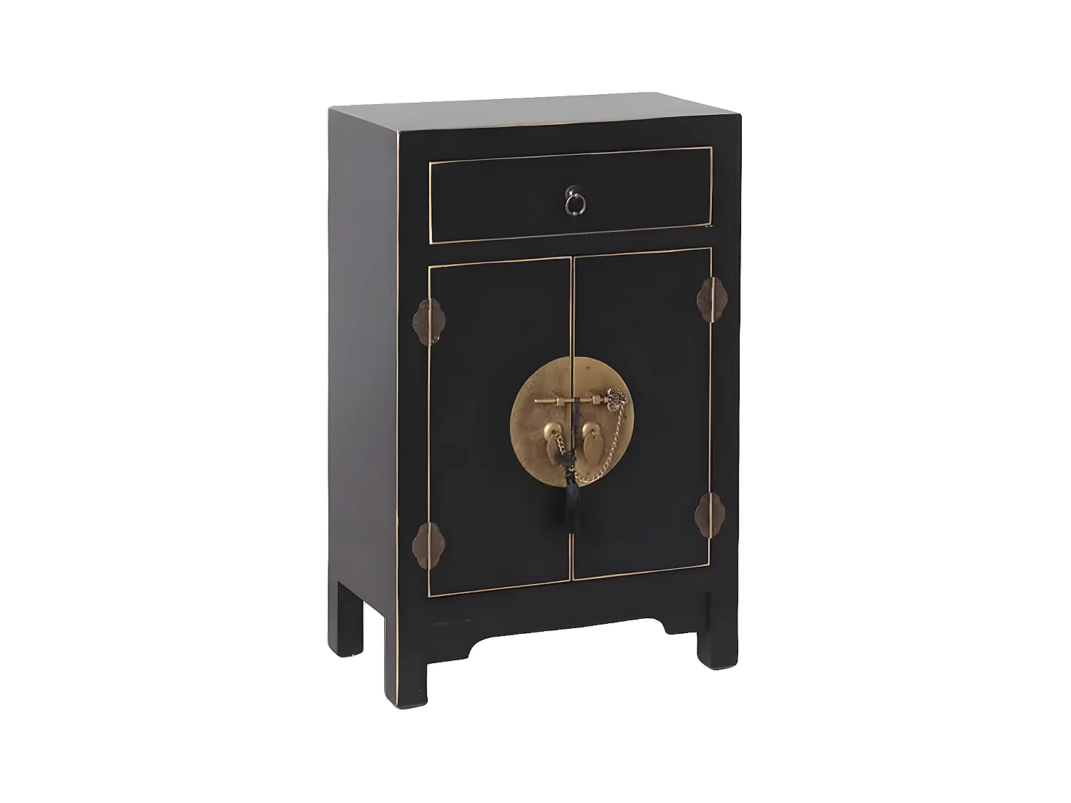 IVANA - Table d'Appoint 2 Portes 1 Tiroir Coloris Noir