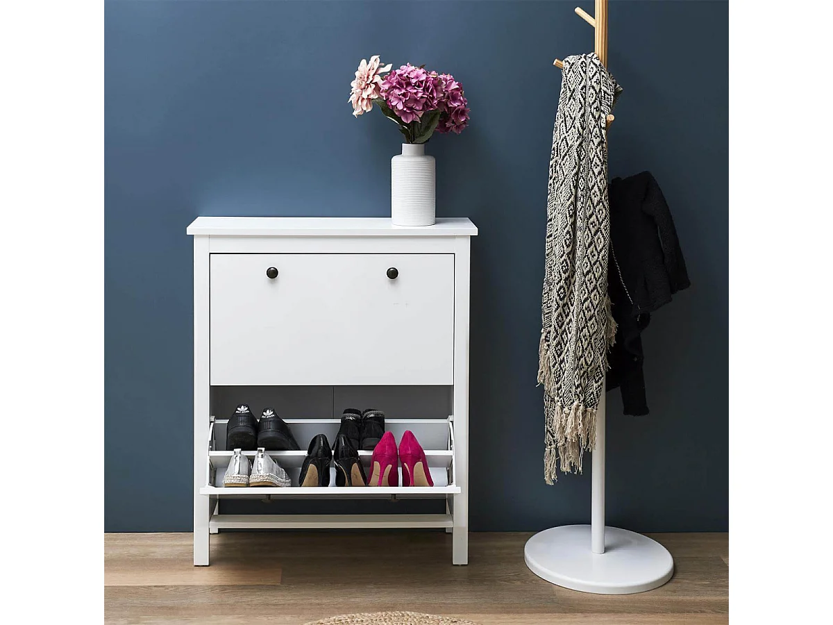MARTIKA - Meuble à Chaussures 2 Portes Blanc