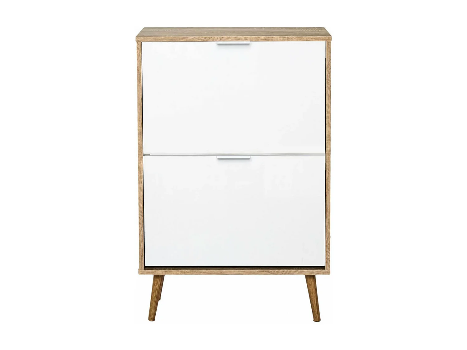 CODY - Meuble à Chaussures 2 Portes Blanc et Effet Bois