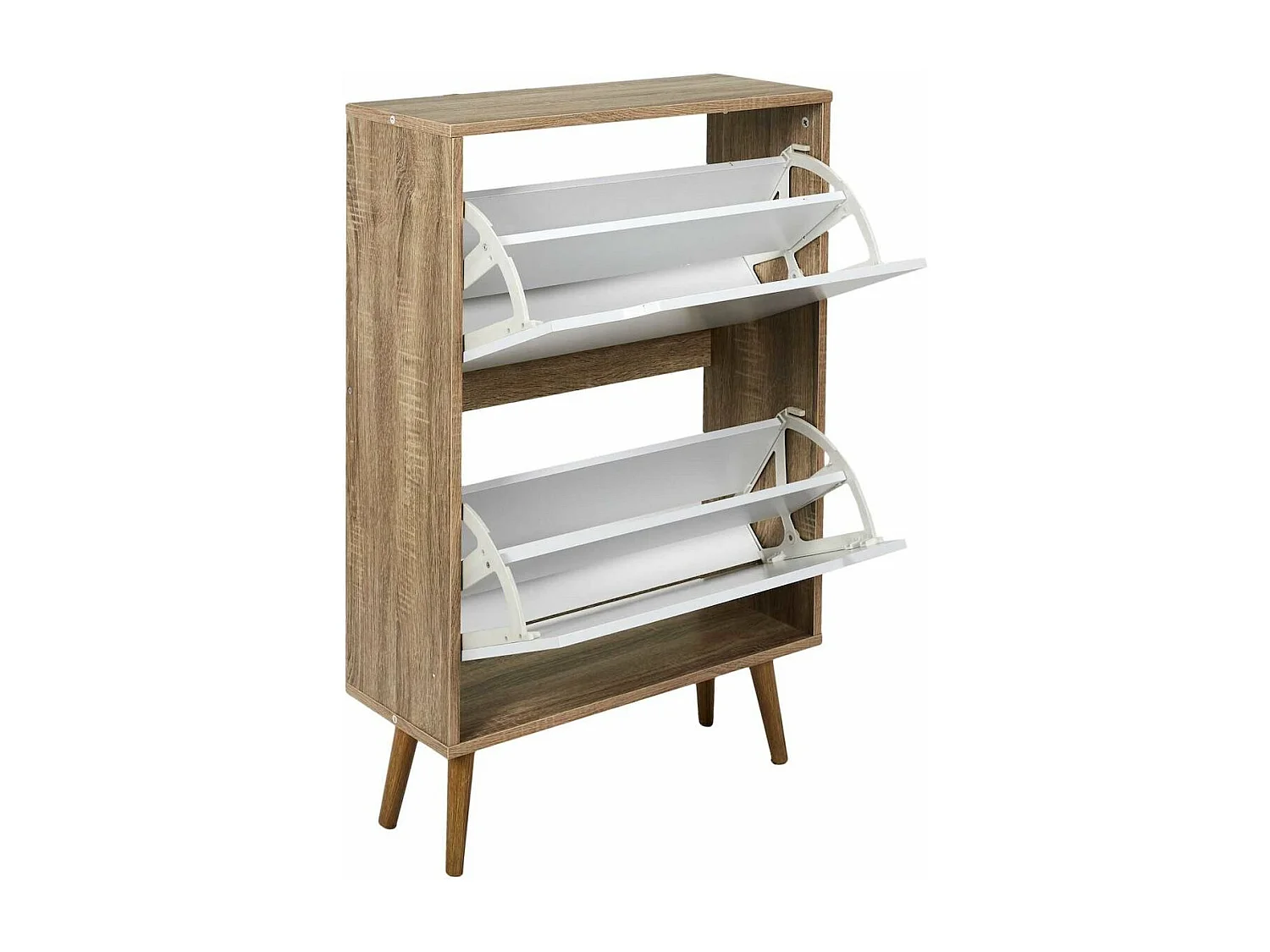 CODY - Meuble à Chaussures 2 Portes Blanc et Effet Bois