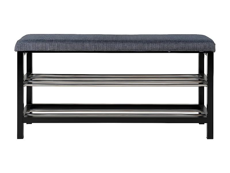 VENETIE - Banc à Chaussures Acier Noir et Tissu Bleu