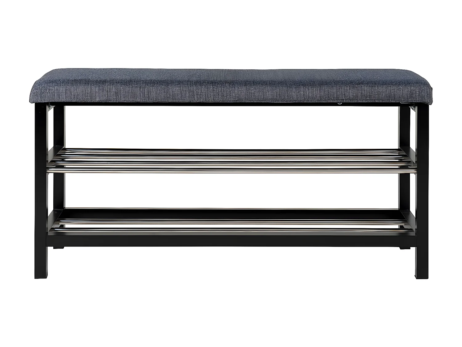 VENETIE - Banc à Chaussures Acier Noir et Tissu Bleu