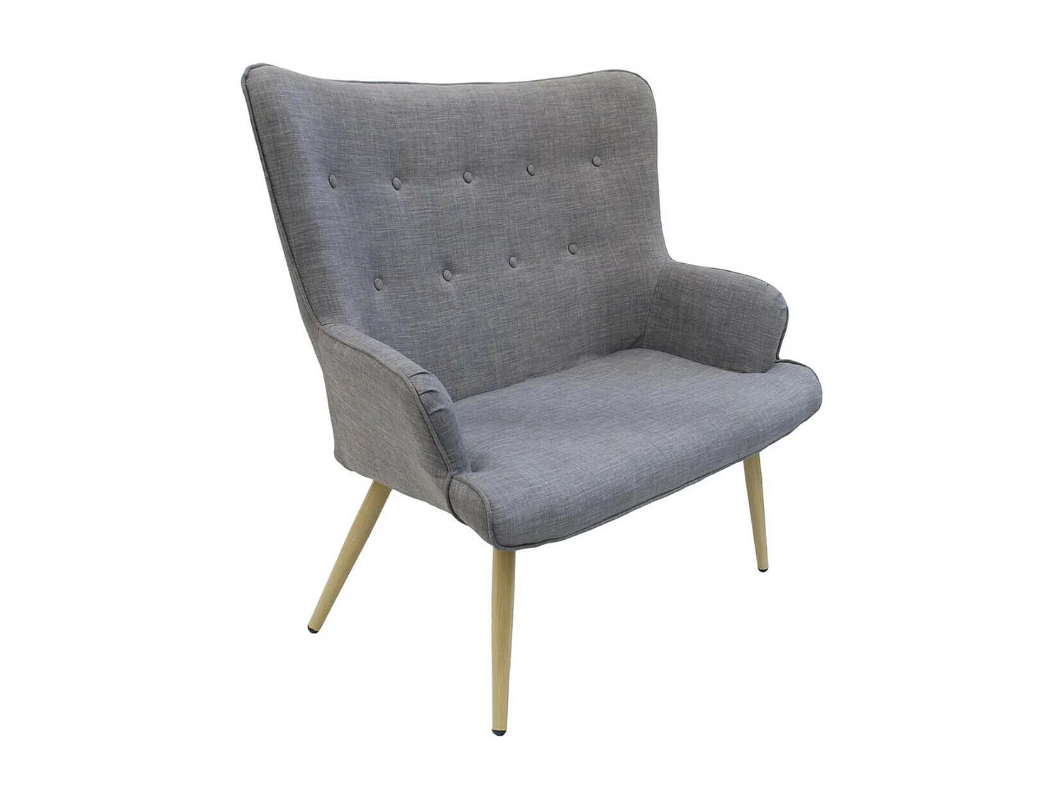 HELICIA - Canapé Fixe 2 Places Tissu Gris