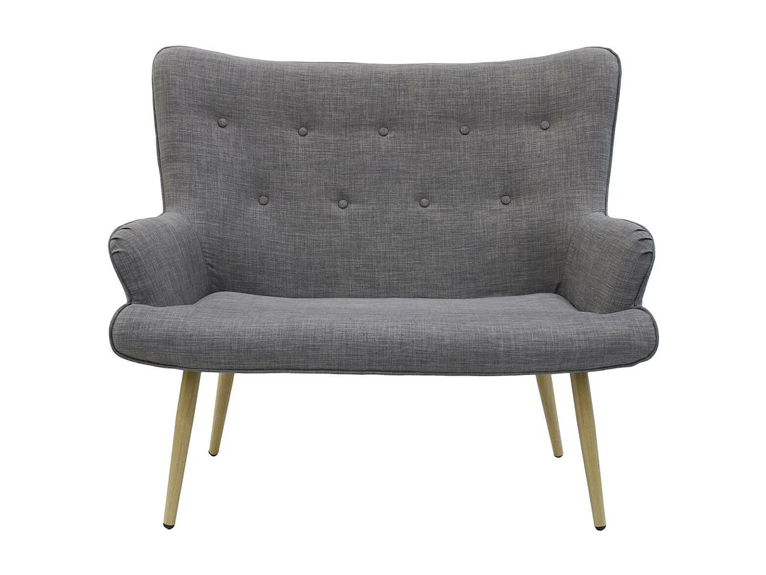 HELICIA - Canapé Fixe 2 Places Tissu Gris