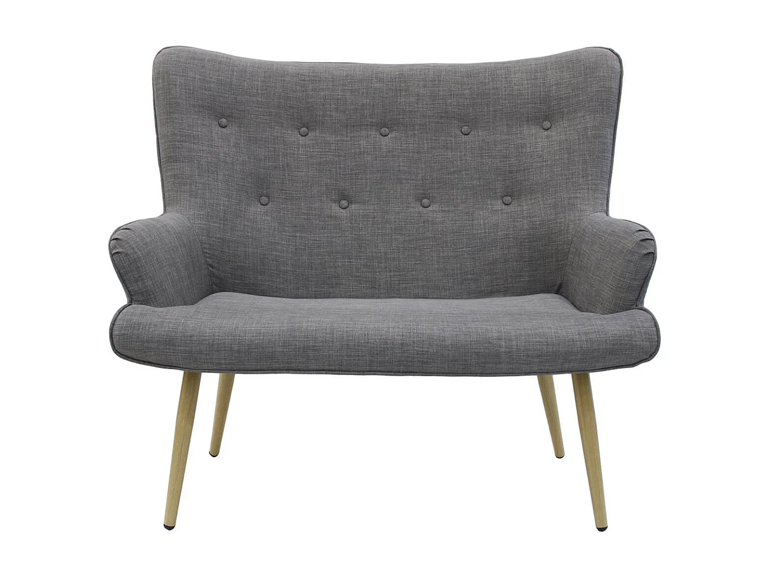 HELICIA - Canapé Fixe 2 Places Tissu Gris